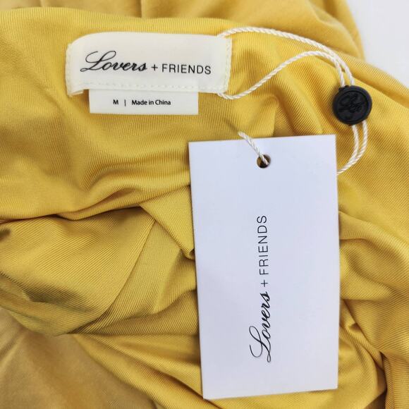 Lovers + Friends Tie One Shoulder Yellow Lillian Ruched Mini Dress Size Medium - Picture 3 of 6